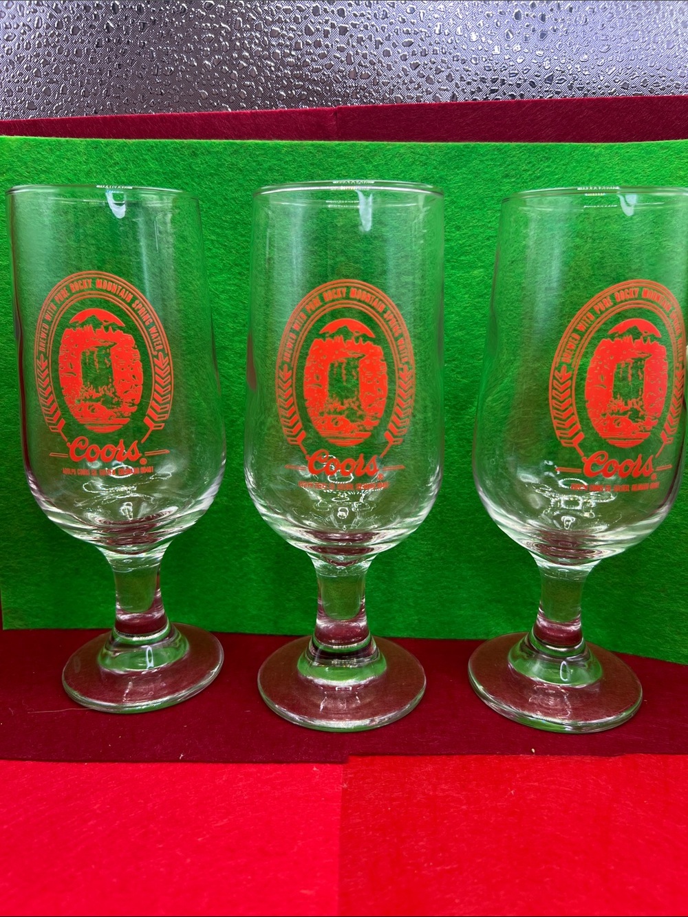 Coors Red Logo Stemmed Beer Glass - Set of 3